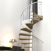 Platzsparende Spindeltreppe C20 - 160cm, 315 - 345cm (14 Stufen + Podest), Schwarz, Wallnuss, PVC Handlauf