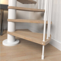 Platzsparende Spindeltreppe C20 - 160cm, 315 - 345cm (14 Stufen + Podest), Schwarz, Wallnuss, PVC Handlauf