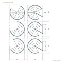 Platzsparende Spindeltreppe C20 - 160cm, 315 - 345cm (14 Stufen + Podest), Schwarz, Wallnuss, PVC Handlauf