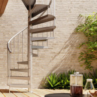 Spindeltreppe für Außen - F20 Galva  - 110cm, 336 - 356cm (15 Stufen + Podest), verzinkt