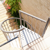 Spindeltreppe für Außen - F20 Galva  - 110cm, 336 - 356cm (15 Stufen + Podest), verzinkt